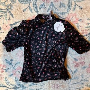 Gypsies & Moondust Black Floral Kids Blouse